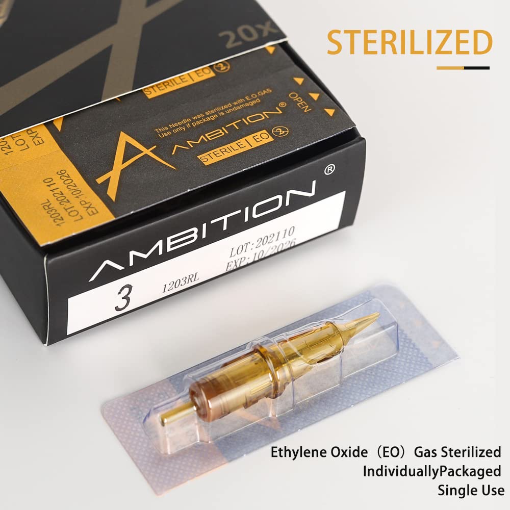 Ambition Glory Tattoo Cartridges #10 Bugpin 5RM Needles Disposable 20pcs 0.3mm 5 Curved Magnum for Rotary Tattoo Machine Supply