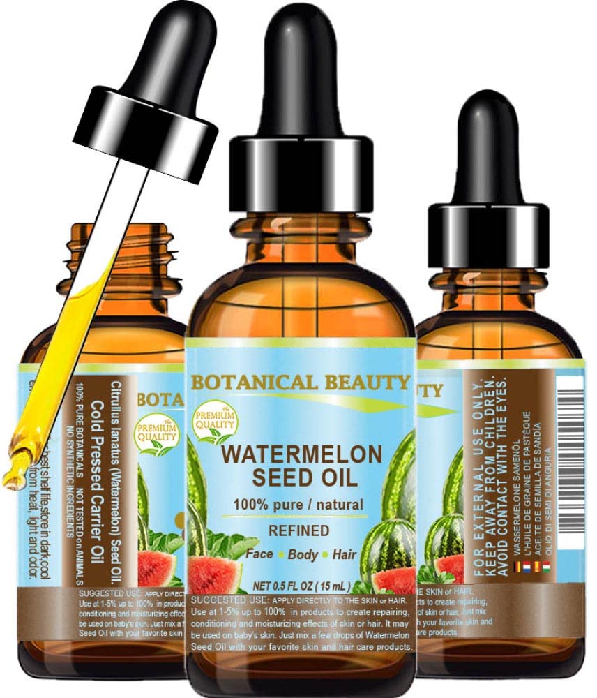 Egyptian WATERMELON SEED CARRIER OIL Oil of the Egyptian Kings 100% Pure Natural Cold pressed Virgin Undiluted for Face, Hair and Body 0.5 Fl.oz.- 15 ml by Botanical Beauty