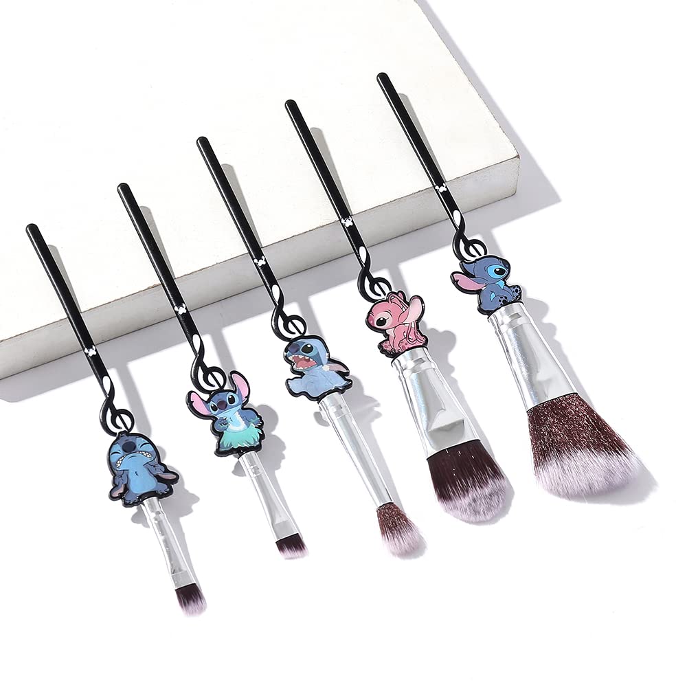 Interstellar Baby Makeup Brushes Set, 5Pcs Creative Stitch Theme Cosmetic Makeup Brush, Premium Synthetic Foundation Eyeshades Brush Sets Best Gifts for Teen Girls Women