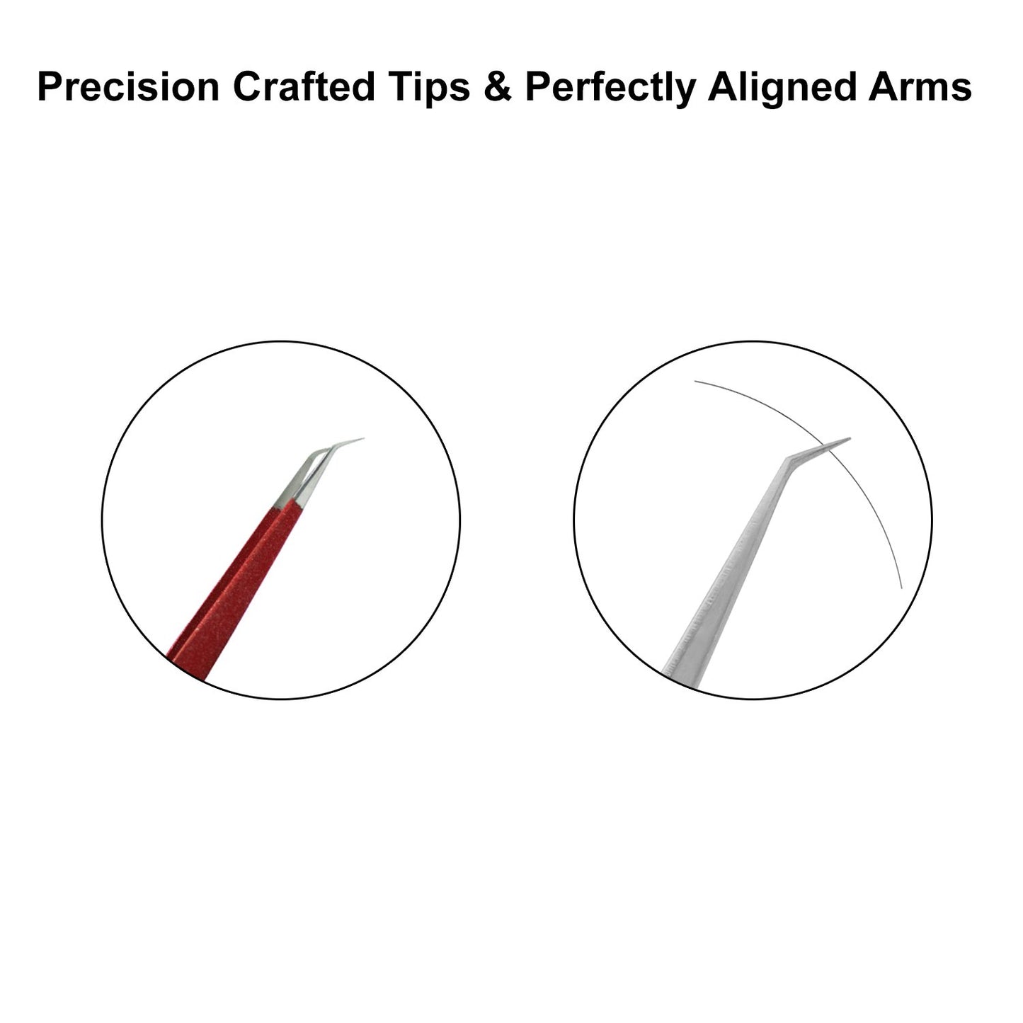 Tweezers for Eyelash Extension - Long 45° Angular Tip Tweezers - Hand Crafted Surgical Stainless Steel Precision Tweezers (Metallic Red Powder Coated)