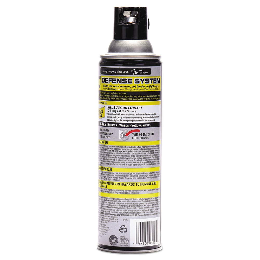 Raid Wasp and Hornet Killer Spray, Kills the entire nest, Kills Paper Wasps, Yellow Jackets, Mud Daubers and more, 14 oz (Pack of 12)