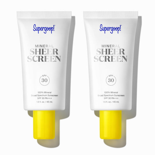 Supergoop! Mineral Sheerscreen SPF 30 PA+++, 1.5 fl oz - Pack of 2 - 100% Mineral, Broad Spectrum Face Sunscreen + Primer + Helps Filter Blue Light - Satin Finish - For All Skin Types