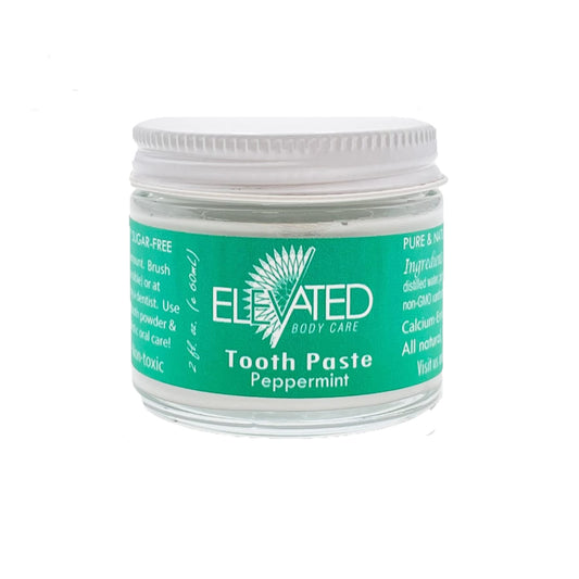 Elevated All Natural Fluoride Free Toothpaste - SLS Free Vegan Toothpaste - Glass Jar - 4 Flavors - Made in USA (Peppermint)