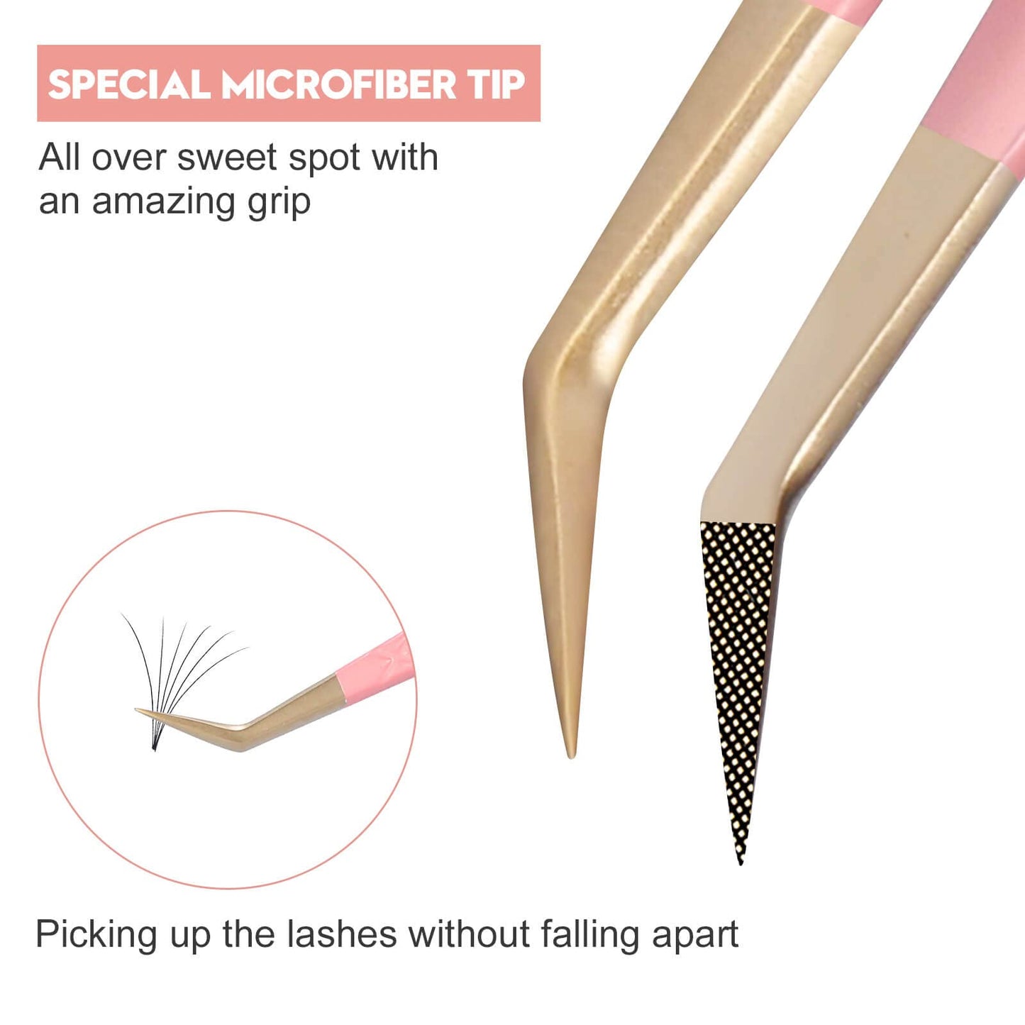 Ms.Queen 45 Degree Tweezers for Lash Extensions,Precision Fiber Tip Eyelash Tweezers for Volume Eyelash Extensions