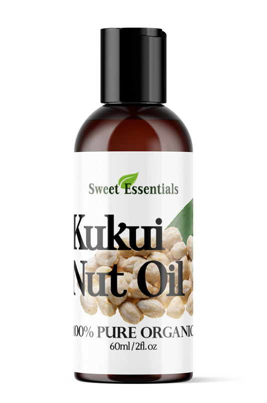 100% Organic Kukui Nut Oil | Imported From Hawaii | Various Sizes | 100% Pure | Cold-Pressed | Natural Moisturizer for Skin, Hair and Face | By Sweet Essentials (2 fl oz)