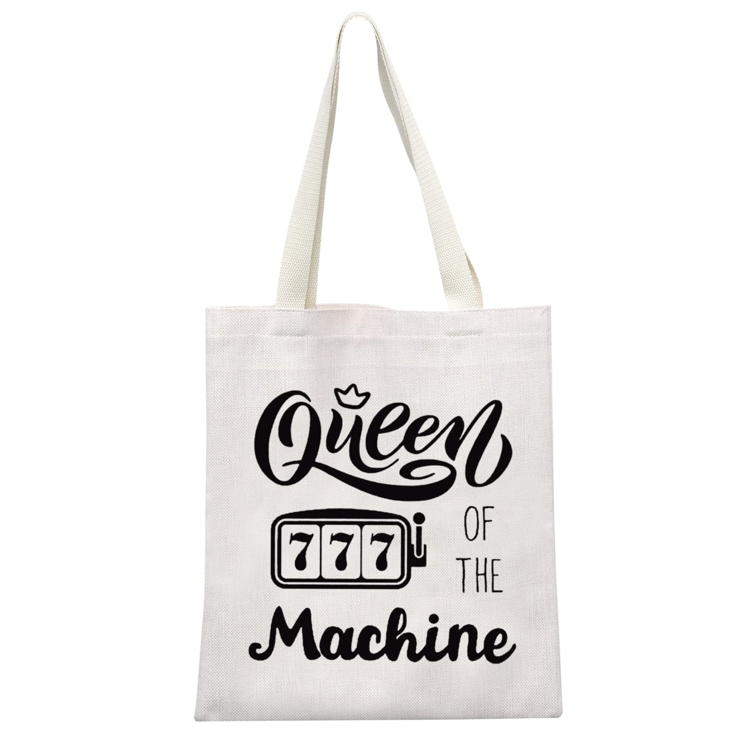 GJTIM Slot Machine Inspired Gift Queen Of The Machine Gambling Tote Bag Gambler Casino Lover Gift (Machine Queen Tote)