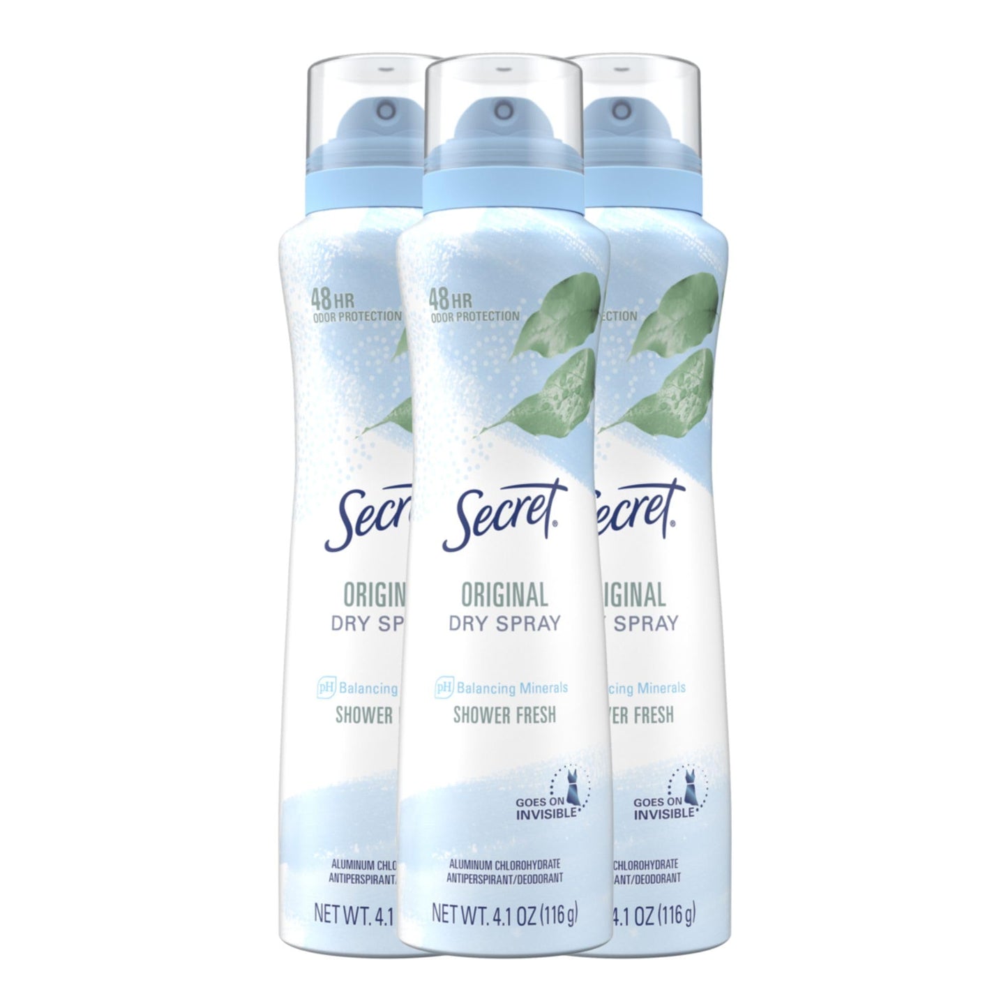 Secret Dry Spray Antiperspirant and Deodorant for Women, Shower Fresh Scent, 4.1 oz (Pack of 3)