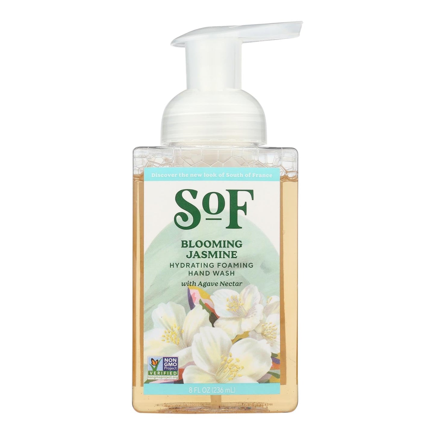 South Of France Blooming Jasmine Foaming Hand Wash by SoF Body Care (Formerly Body Care) | Hydrating Organic Agave Nectar | 8 oz Pump Bottle Each | 3 Bottles