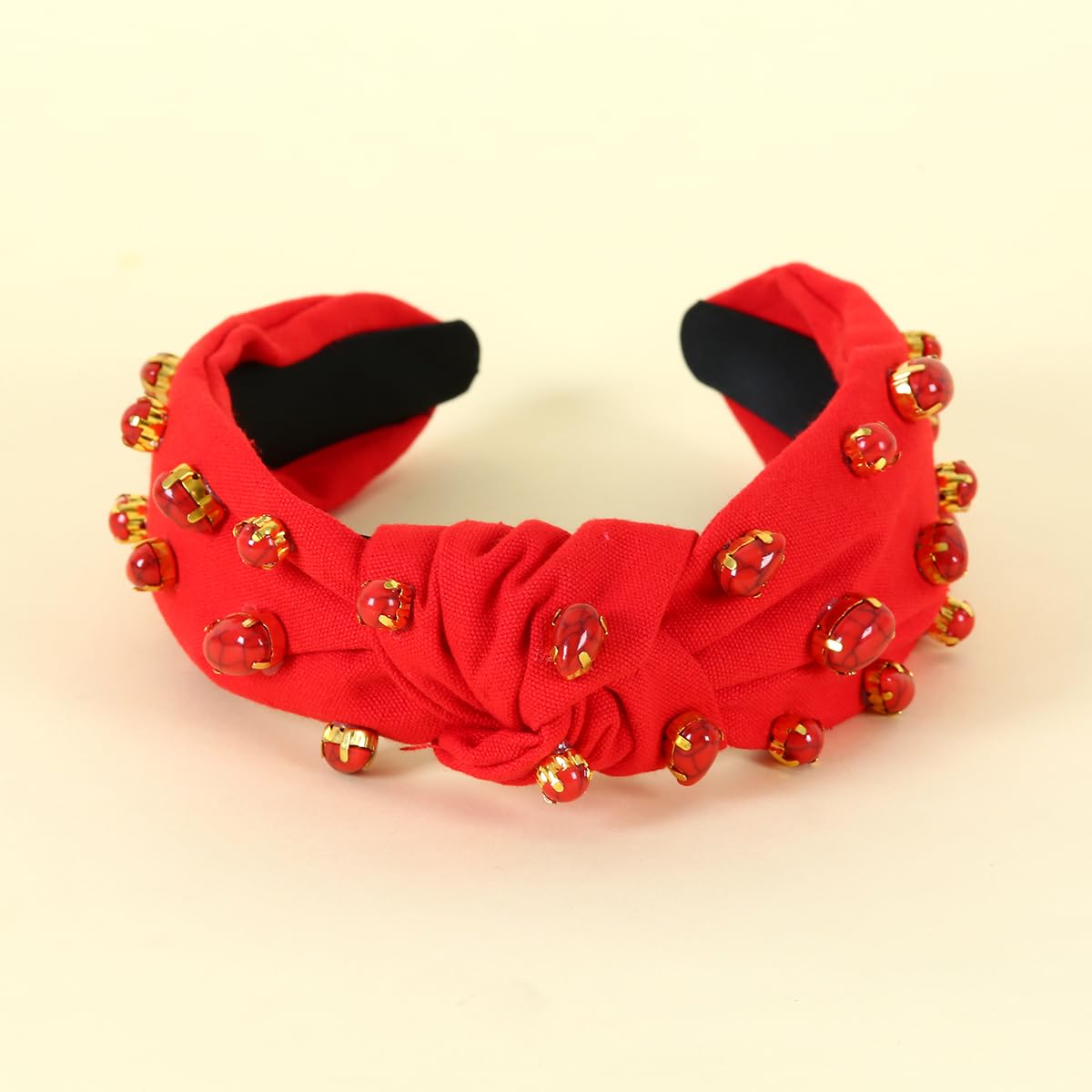 FEDANS Women Knotted Headband Crystal Red Turquoise Embellished Mixed Top Hairband Rhinestone Holiday Fashion Hair accessories for Girls