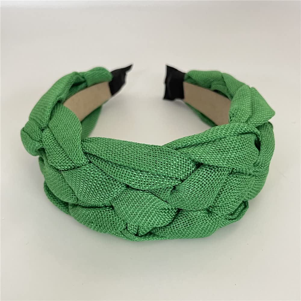 QTMY Braided Knotted Headband for Women,Boho Hippie Headband Hair Hoop Accessories Headwear Jewelry,725-23 (Green)