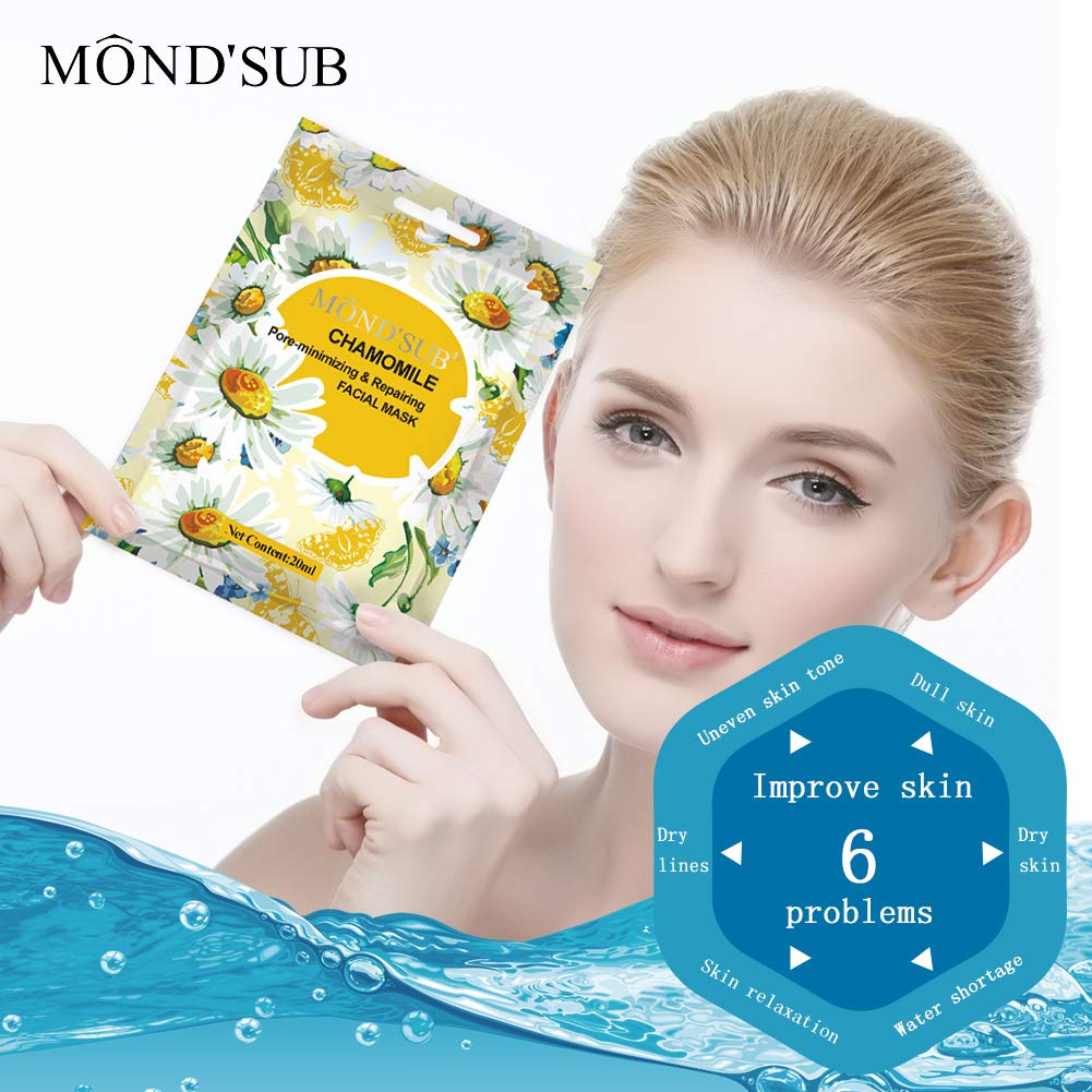 [12 P]Premium Repairing Facial Mask|Best Sheet Face Mask for Oily Skin|Natural Skin Refreshing&Hydrating|Instantly Pore-minimizing&Anti-Aging|Organic Flowers Essence Skin Care|Both Men&Women[MOND'SUB]