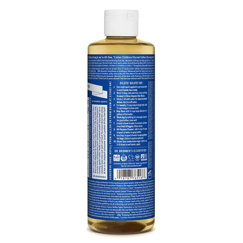 Dr. Bronner's - Pure-Castile Liquid Soap (Peppermint, 2 ounce, 2-Pack) - Made with Organic Oils, 18-in-1 Uses: Face, Body, Hair, Laundry, Pets and Dishes, Concentrated, Vegan, Non-GMO