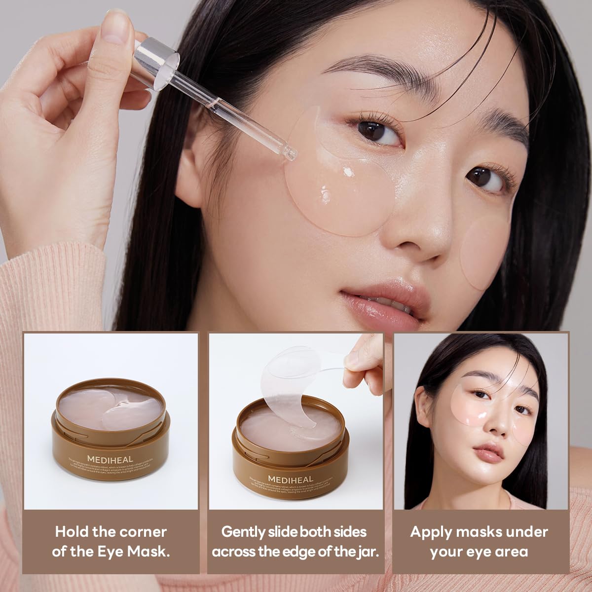 Mediheal Retinol Collagen Under Eye Patches - Korean Hydrogel Eye Pads with 95% Retinol & 5 Micro Collagen. Nourishing & Non Irritating Eye Gel Mask. Sealing Cap & Spatula Included.