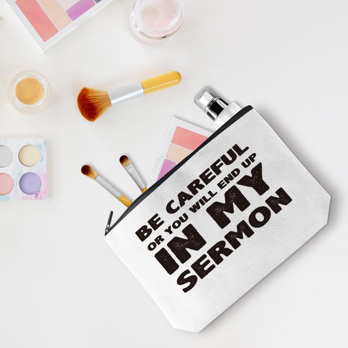 Novelty Christian Gifts Cosmetic Bag Sarcastic Pastor Gifts Makeup Organizer Bag Religious Gifts Travel Toiletry Bag Pastor Appreciation Gifts Birthday Christmas Baptism Church Gifts for Preaches