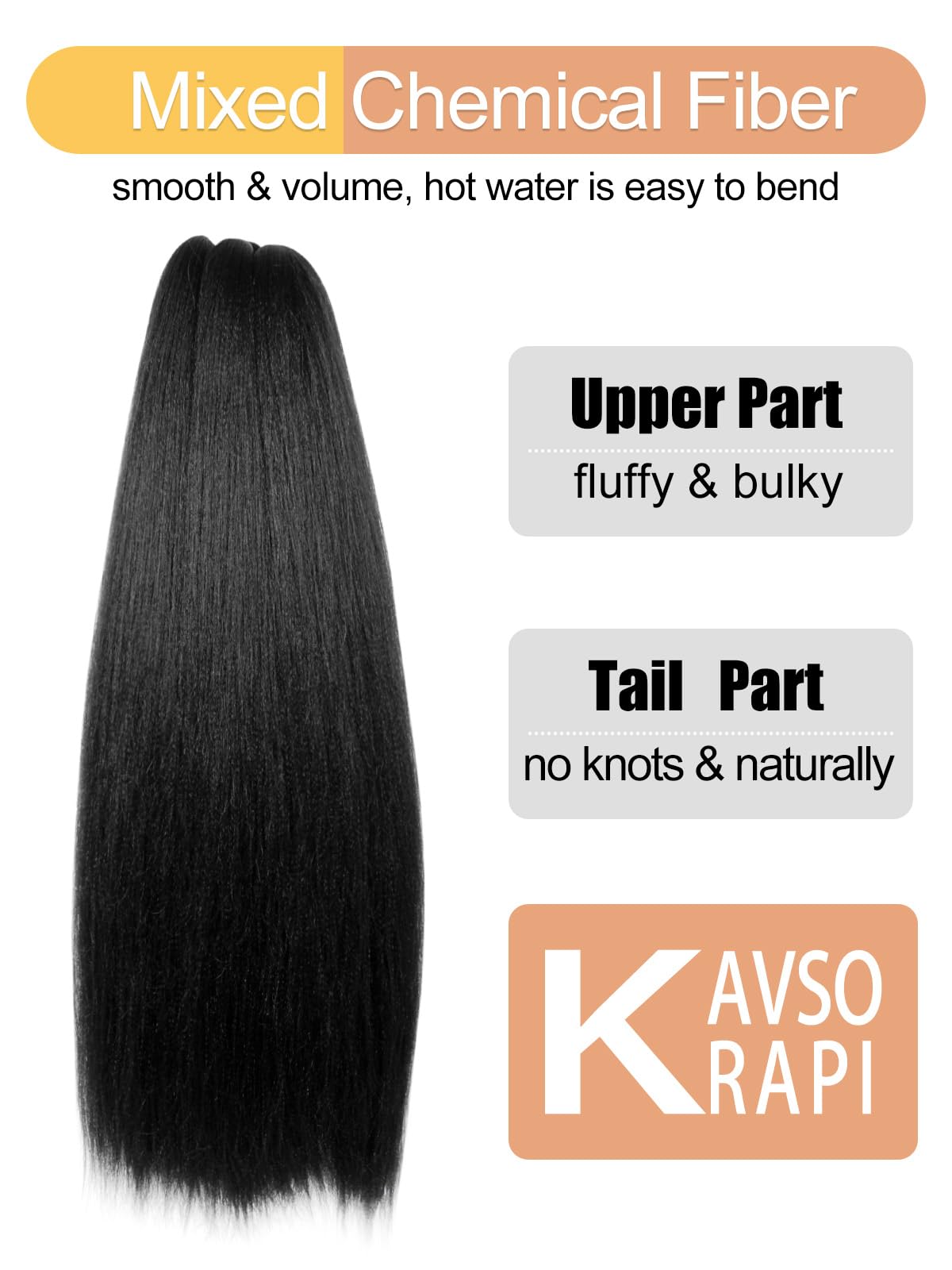 KAVSORAPI Braiding Hair 30 Inch Pre Stretched Hair Color 1 Long Straight Crochet Braids Yaki Synthetic Hair 3 Packs (1#/Jet Black)