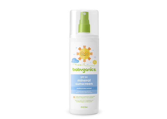 Babyganics SPF 50 Mineral Baby Sunscreen Spray, Unscented | UVA UVB Protection | Octinoxate & Oxybenzone Free | Water Resistant, Value Size, 8oz