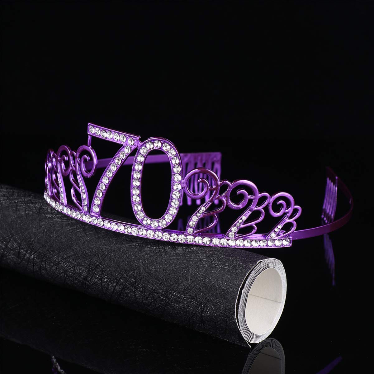 Beaupretty Delicate Headwear Women Headdress Women Headpiece Crystal Princess Crystal Tiara Princess Birthday 70th Birthday Women Number Happy Birthday Crowns Banquet Headband Purple Alloy