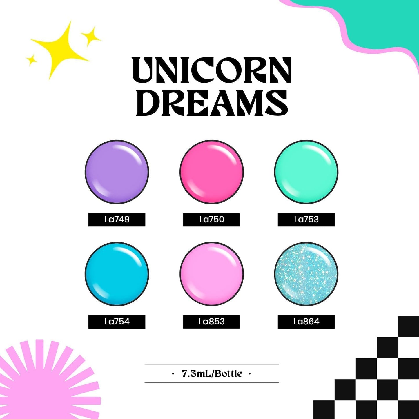 Gel Nail Polish 6Pcs 'Unicorn Dreams' Gel Polish Collection,Baby Blue Pink Purple Mint Green Nail Polish Gel,Mermaid Blue Glitter Gel Polishes,7.5ml Home Salon Nail Gel Polish,UV Light Cured,Soak off