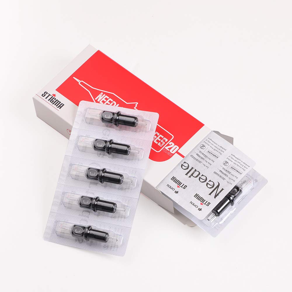 STIGMA #12(14RS) Standard Disposable Tattoo Needle Cartridges with Membrane Safety Cartridges for Tattoo Artists Round Shader 20Pcs Standard Pack EN05-20-1214RS