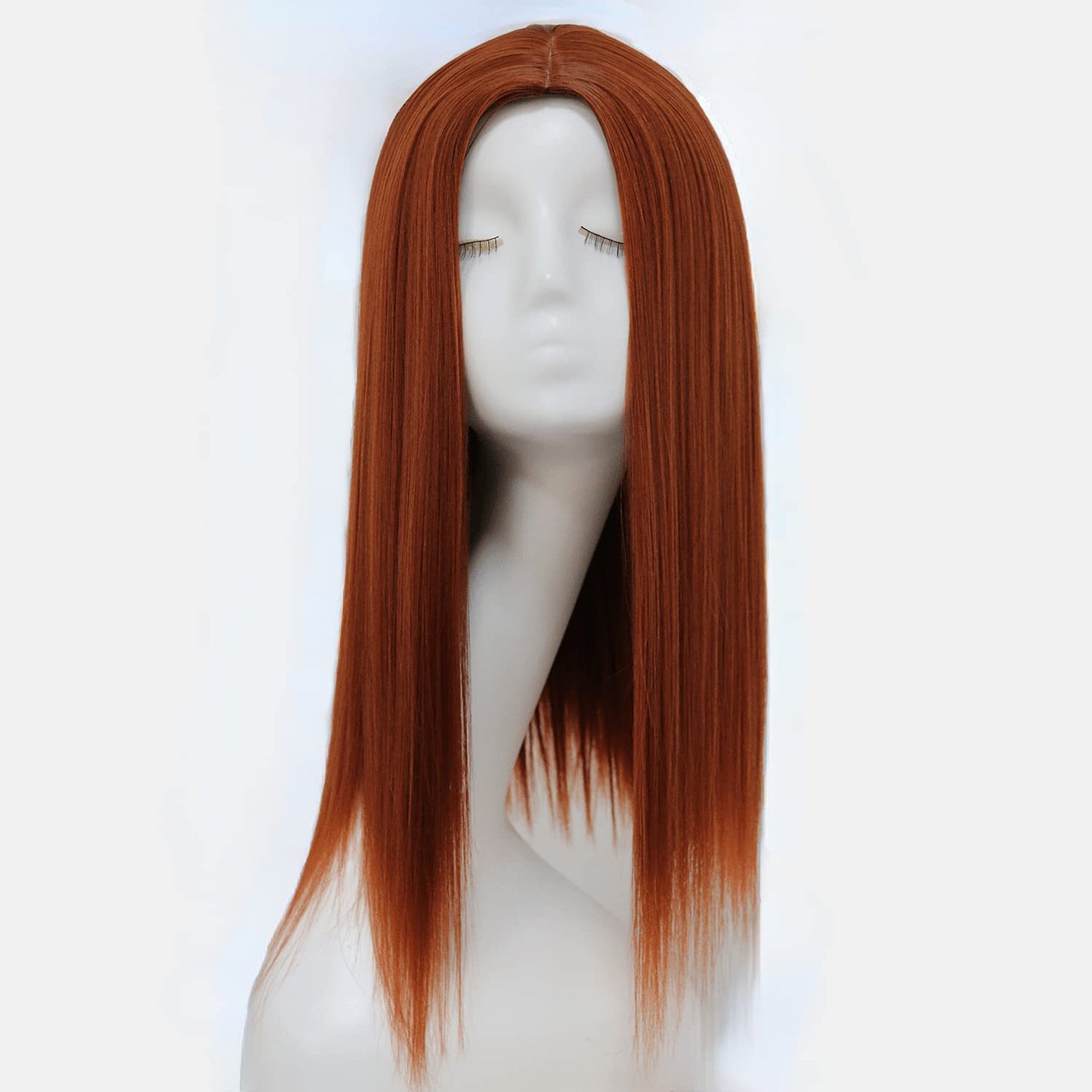 Dark Copper Red Brown Heat Resistant Synthetic Wig Short Straight Middle Part Medium Length Party Wig For Women Cospaly Daily Use Easy Wig Costume Glueless No Lace Wig 14 Inch (#M350)