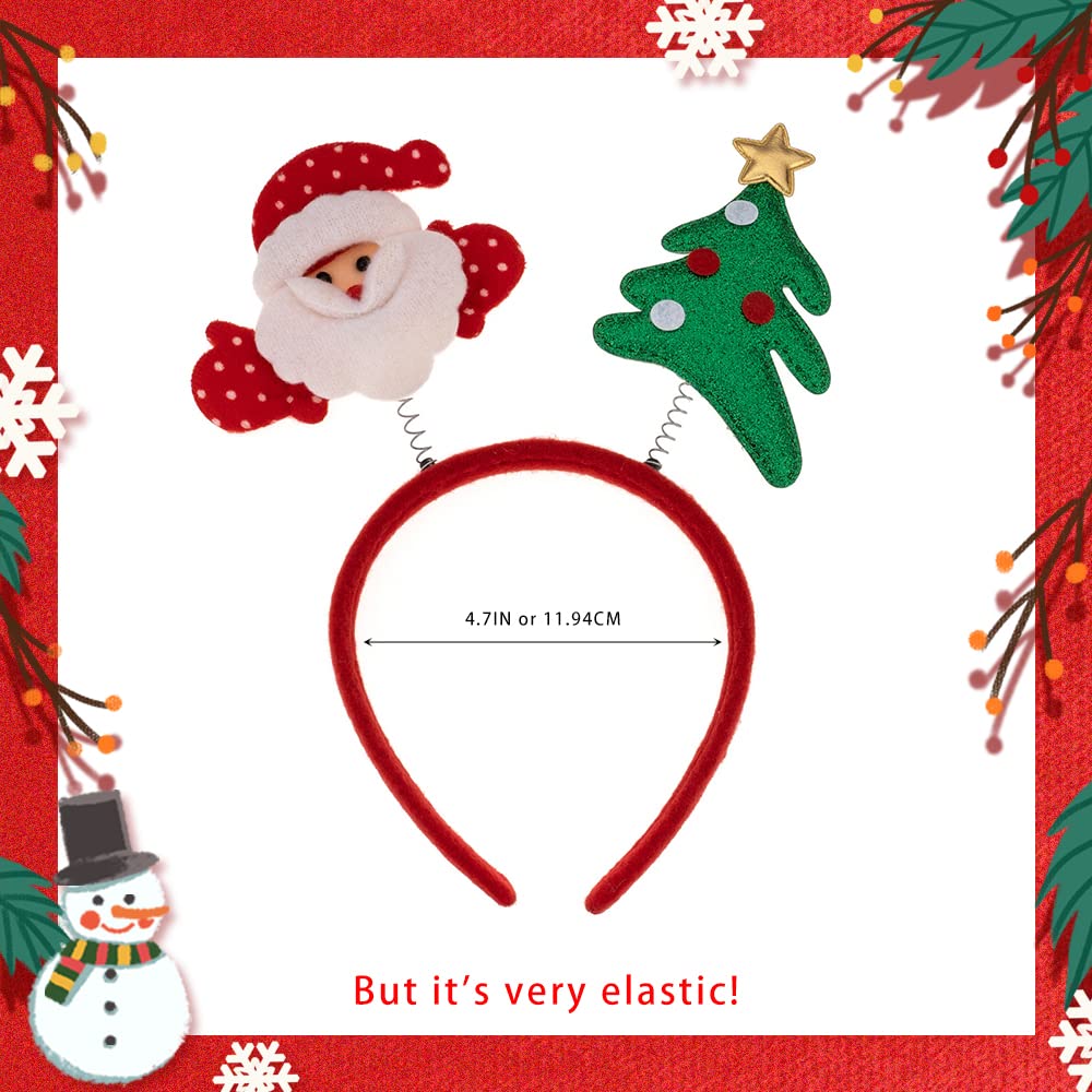 Madison Tyler Christmas Santa Claus and Christmas Tree Bouncing Headband for Kids | Cute Soft Headbands for Christmas Party | Holiday Gifts for Girls and Women