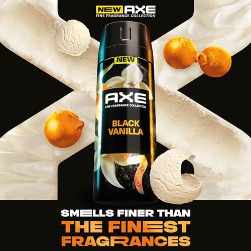 Axe Fine Fragrance Collection Premium Body Spray Black Vanilla with Orange + Sandalwood 3 Count with 72H Odor Protection Aluminum-Free 4 oz