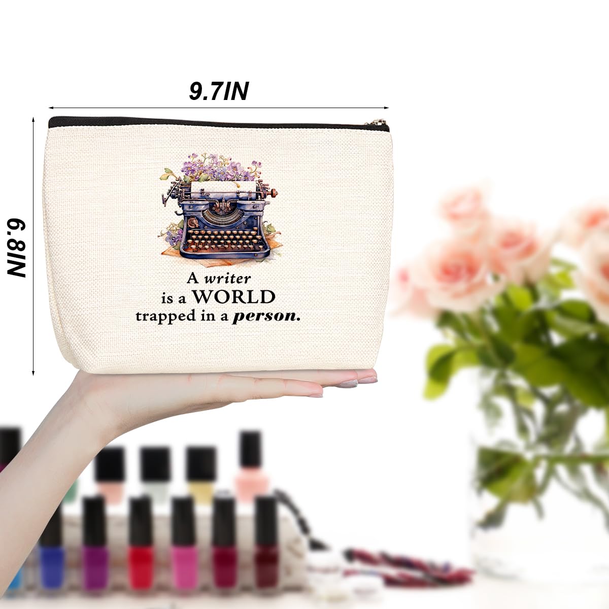 Motivational Writer Gifts Makeup Bag Inspirational Cosmetic Travel Bag Christmas Birthday Appreciation Gifts Toiletry Bag for Women Skincare Bag Literary Friendship Gifts for Author Novelist Female