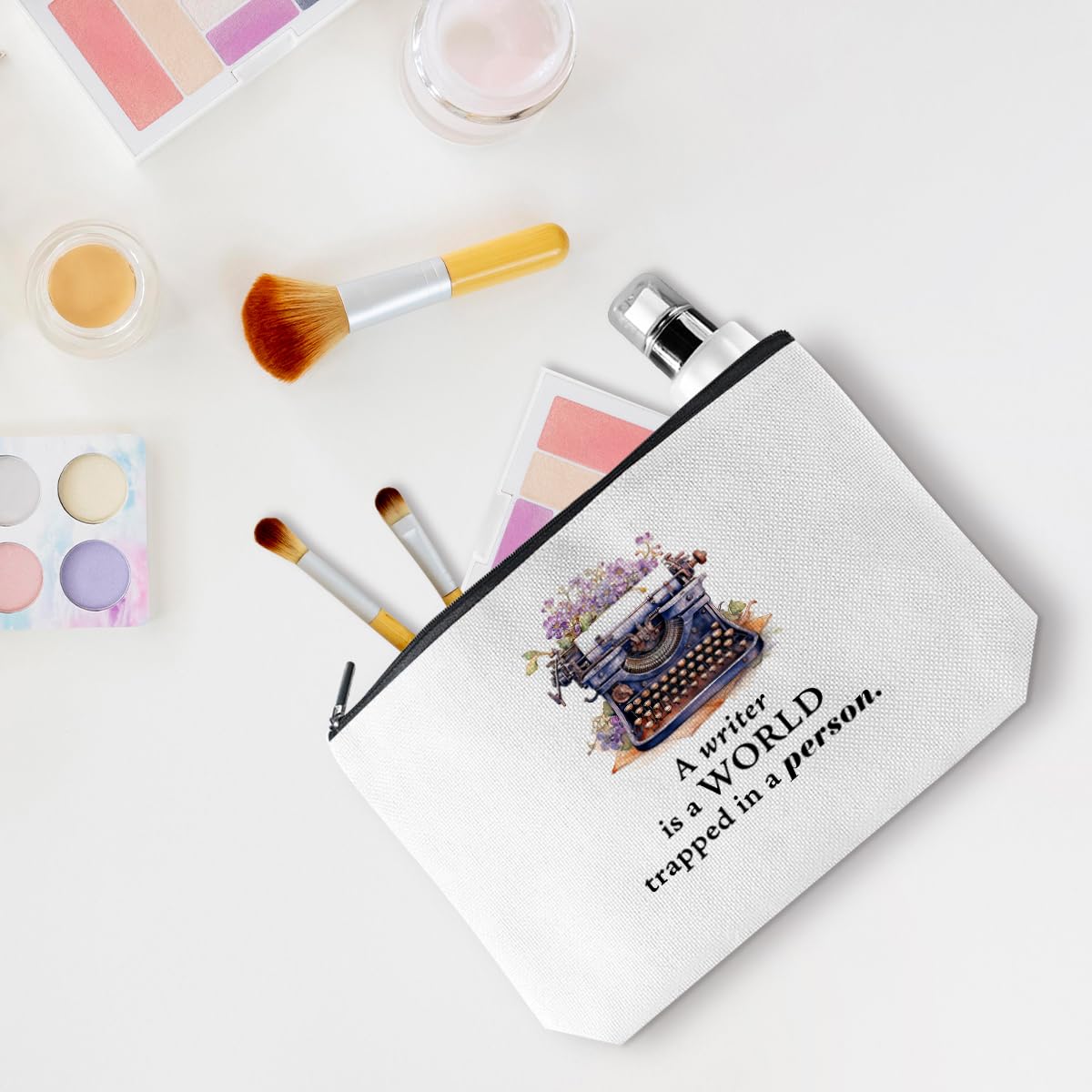 Motivational Writer Gifts Makeup Bag Inspirational Cosmetic Travel Bag Christmas Birthday Appreciation Gifts Toiletry Bag for Women Skincare Bag Literary Friendship Gifts for Author Novelist Female