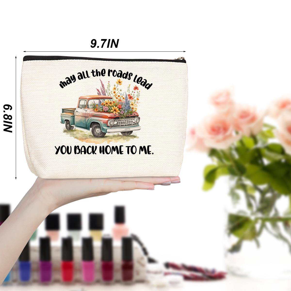 Truck Driver Gifts Makeup Bag Truck Driver Appreciation Gifts Cosmetic Travel Bag Long Distance Gifts Toiletry Bag for Women Skincare Bag Anniversary Christmas Birthday Gifts for Wife Soul Sister Mom