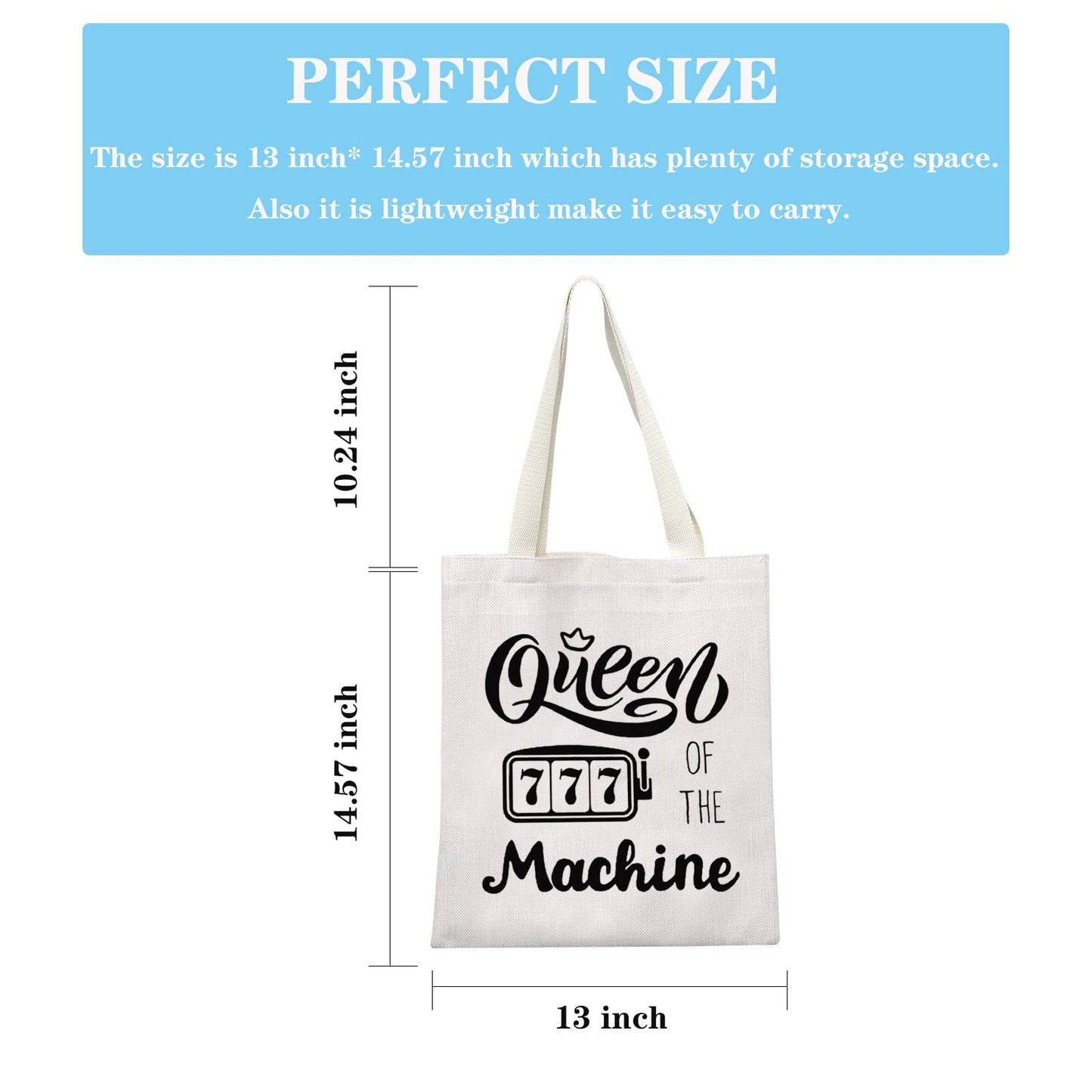 GJTIM Slot Machine Inspired Gift Queen Of The Machine Gambling Tote Bag Gambler Casino Lover Gift (Machine Queen Tote)