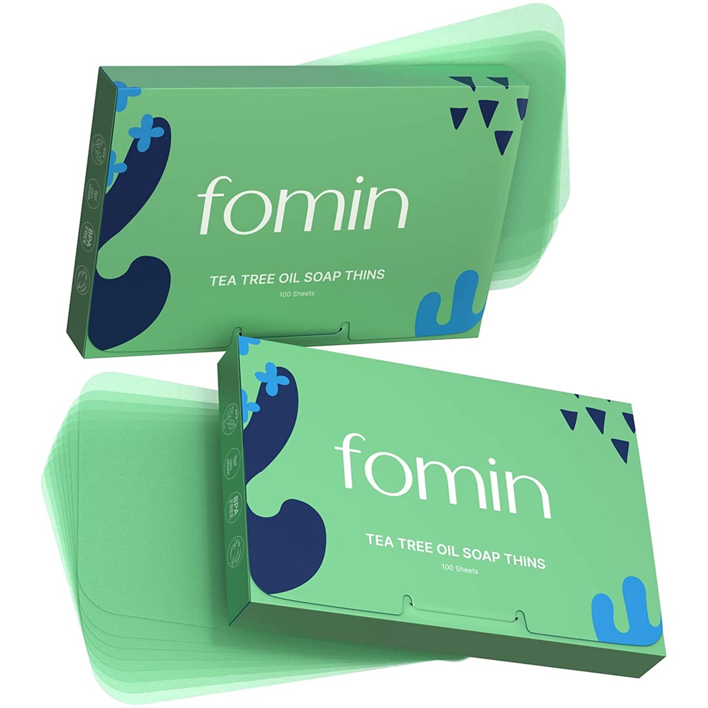 FOMIN - Antibacterial Paper Soap Sheets for Hand Washing - (200 Sheets) Tea Tree Portable Travel Soap Sheets, Dissolvable Camping Mini Soap, Portable Hand Soap Sheets