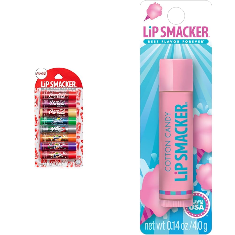 Lip Smacker Coca-Cola 8 Flavored Balms & Cotton Candy Lip Balm Bundle