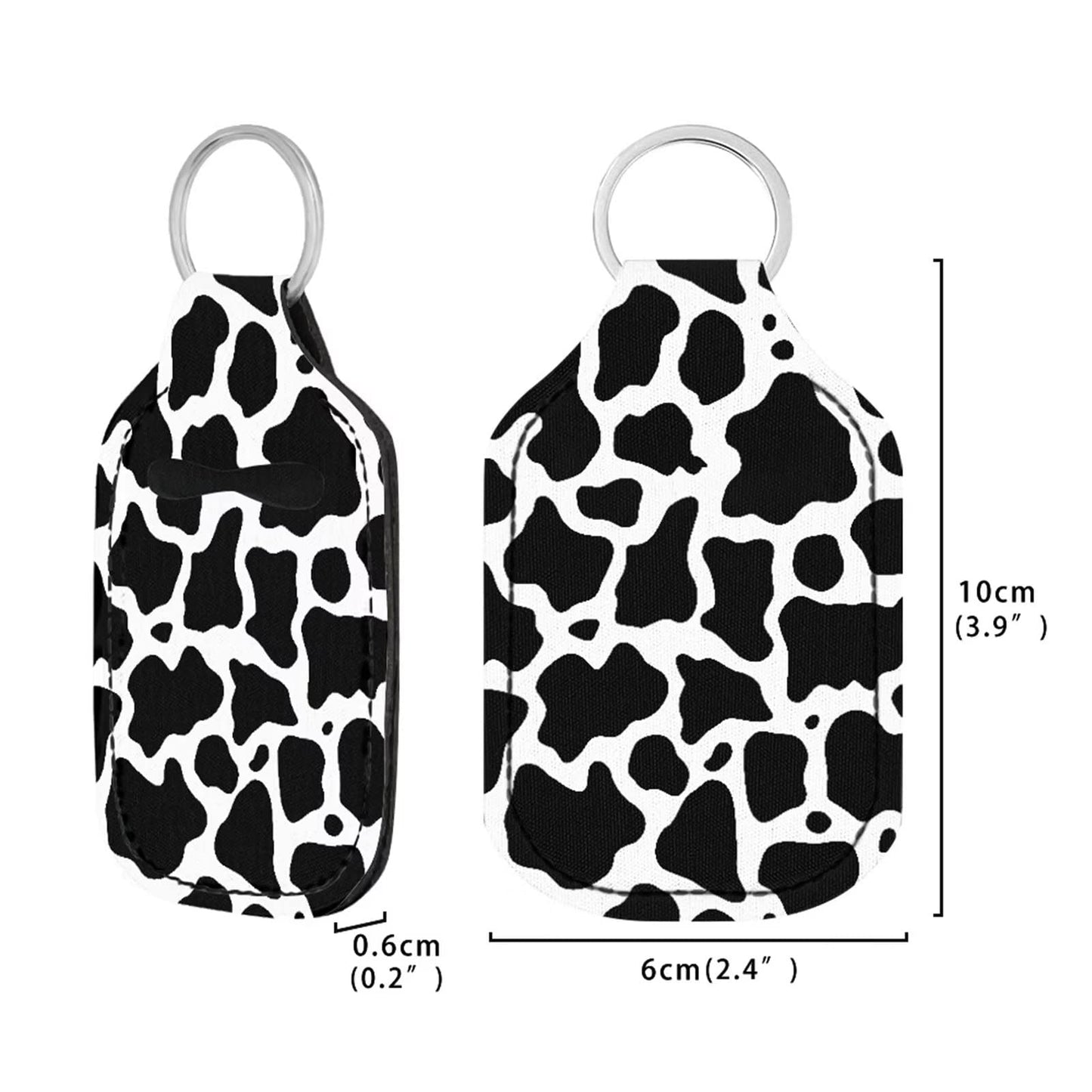 Suobstales Cow Print Chapstick Holder Keychain Neoprene Wristlet Lanyard Travel Bottle Holder Keychain Kits for Women Black White Animal Print Elastic Lipstick Key Chain Holder Makeup Organizer Set