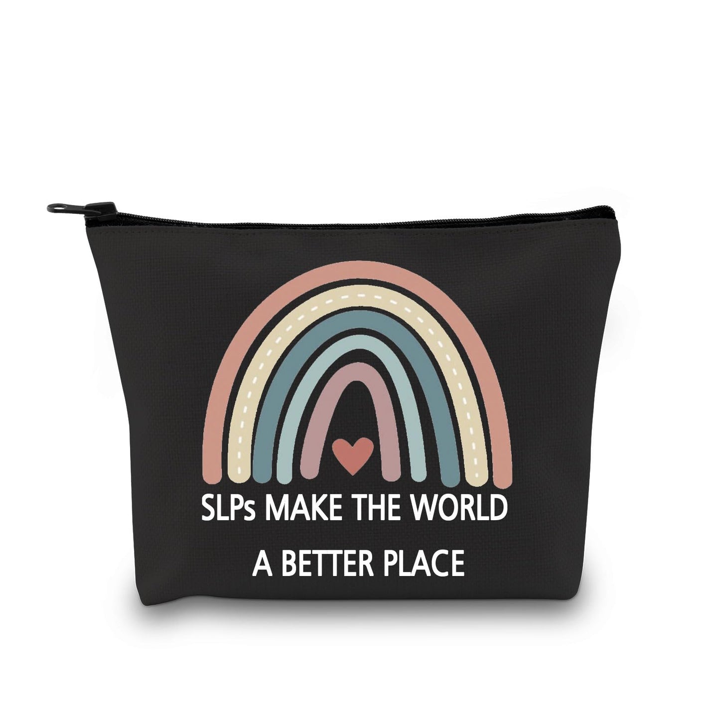 GJTIM SLP Rainbow Zipper Pouch Speech Therapy Gift SLPs Make The World A Better Makeup Bag SLP Graduation Gift for Speech Teacher(SLPs Make Black)