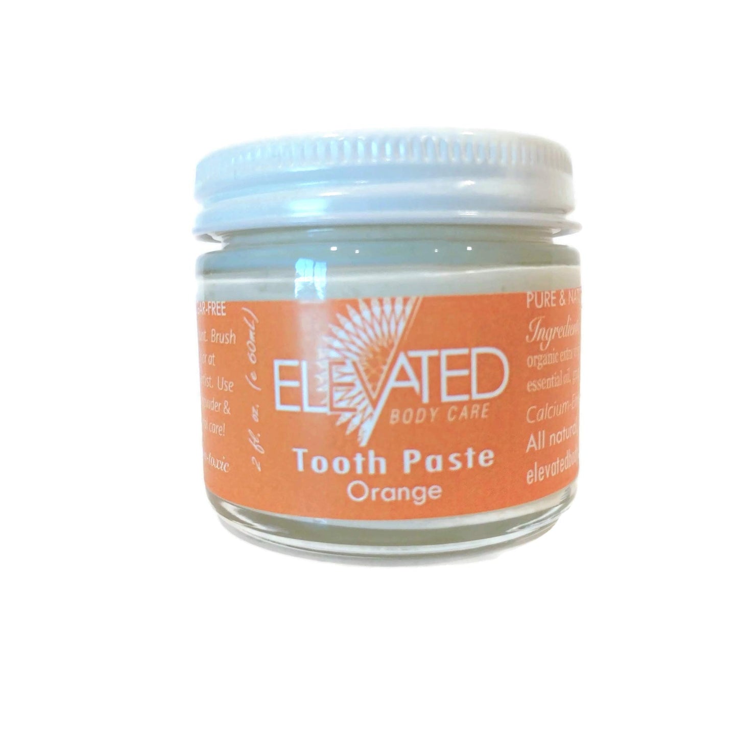 Elevated All Natural Fluoride Free Toothpaste - SLS Free Vegan Toothpaste - Glass Jar - 4 Flavors - Made in USA (Orange)