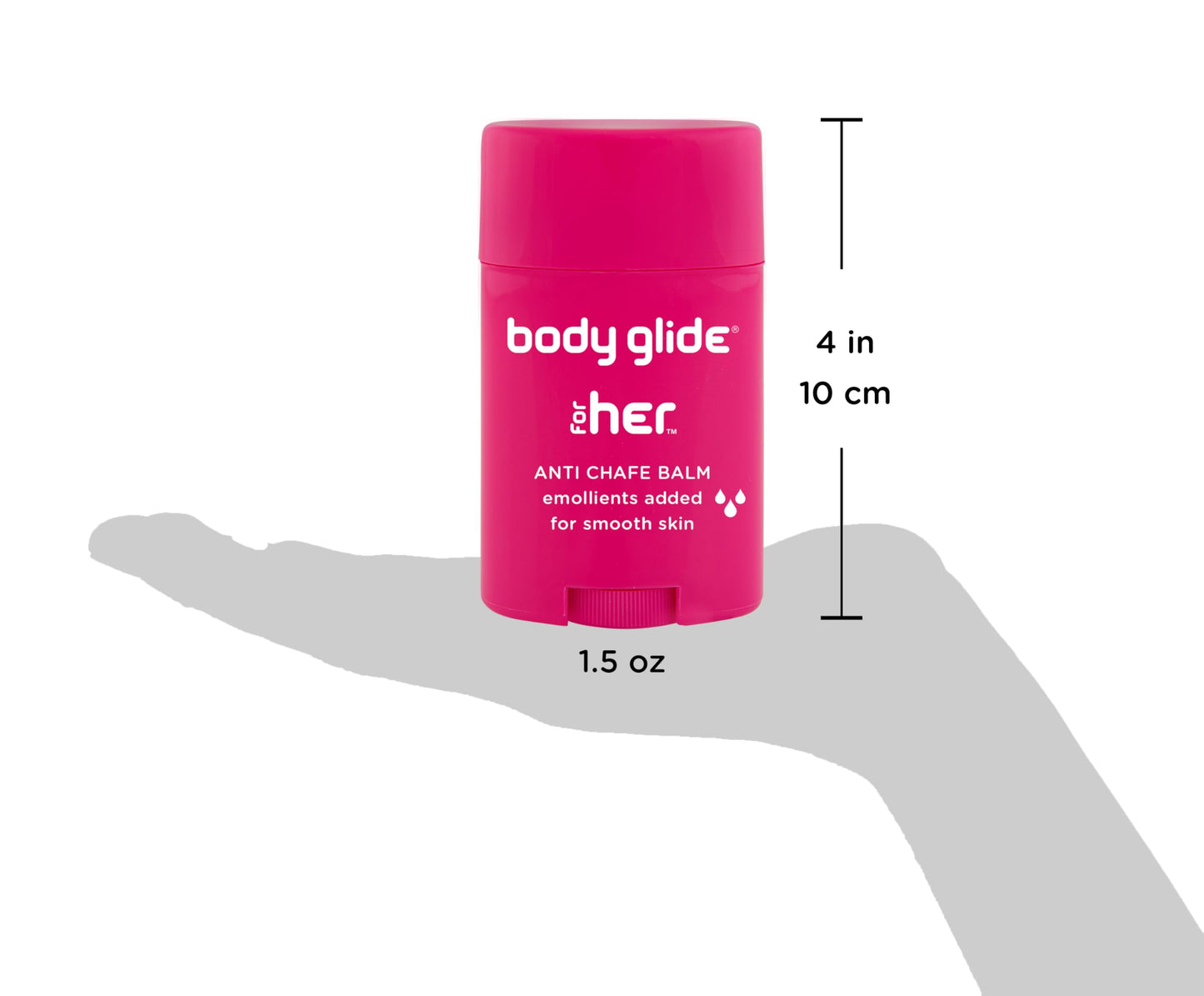 Body Glide For Her Anti Chafe Balm | Chafing stick with added emollients | Great for dry, sensitive skin and/or sensitive areas | Use on chest, bra, butt, groin, arm, and thigh chafing | 1.5oz-2pk