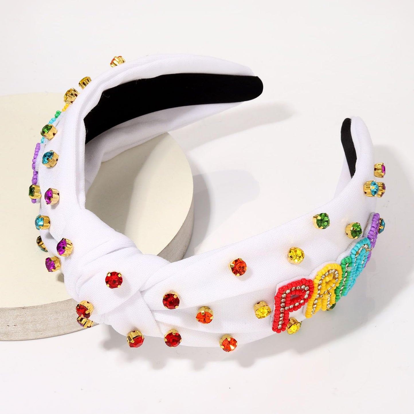 boderier Pride Headband Beaded Rainbow Pride Knotted Headband Bisexual LGBTQ Gay Pride Accessories for Women