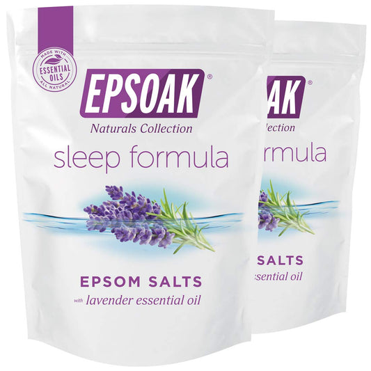 Epsoak Epsom Salt 4 lb. Magnesium Sulfate USP. (Qty. 2 x 2lb. Bag), Lavender Sleep Formula, Resealable Epsom Salt Bag, Made in The USA, Cruelty-Free Certified