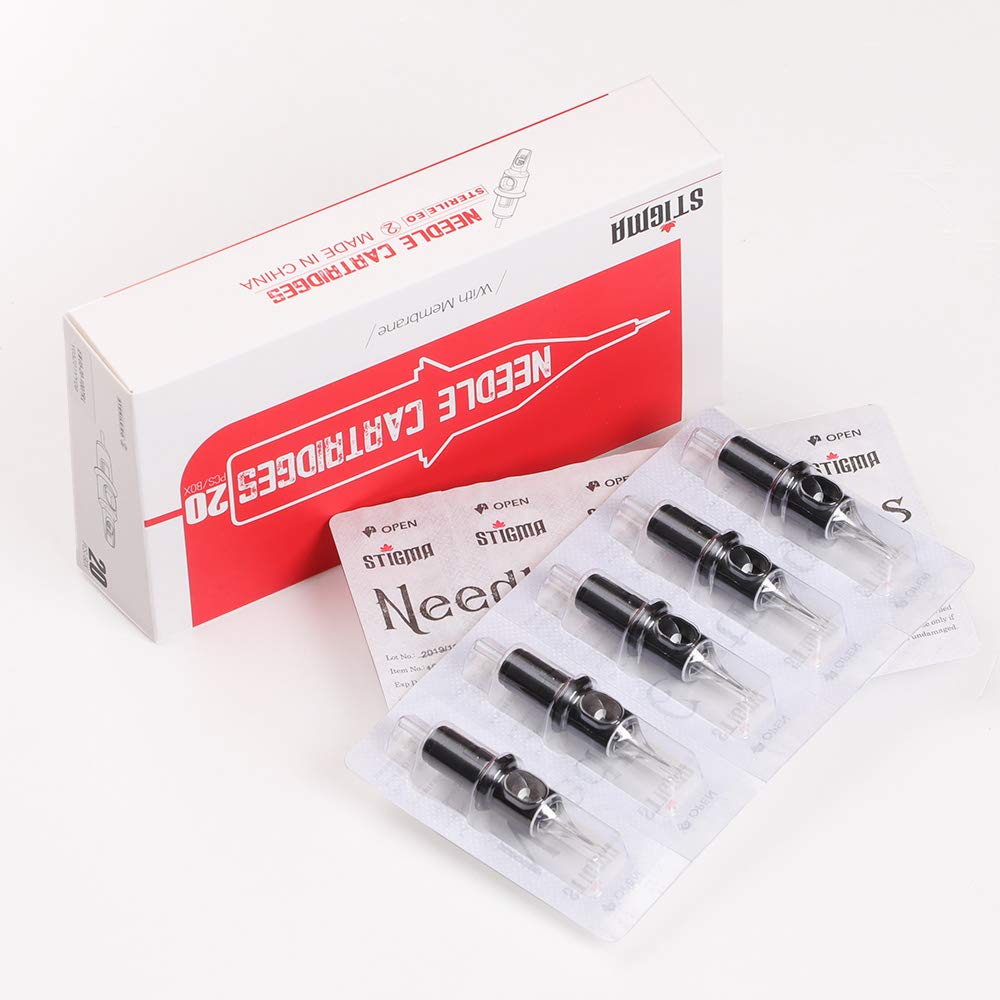 STIGMA #12(14RS) Standard Disposable Tattoo Needle Cartridges with Membrane Safety Cartridges for Tattoo Artists Round Shader 20Pcs Standard Pack EN05-20-1214RS