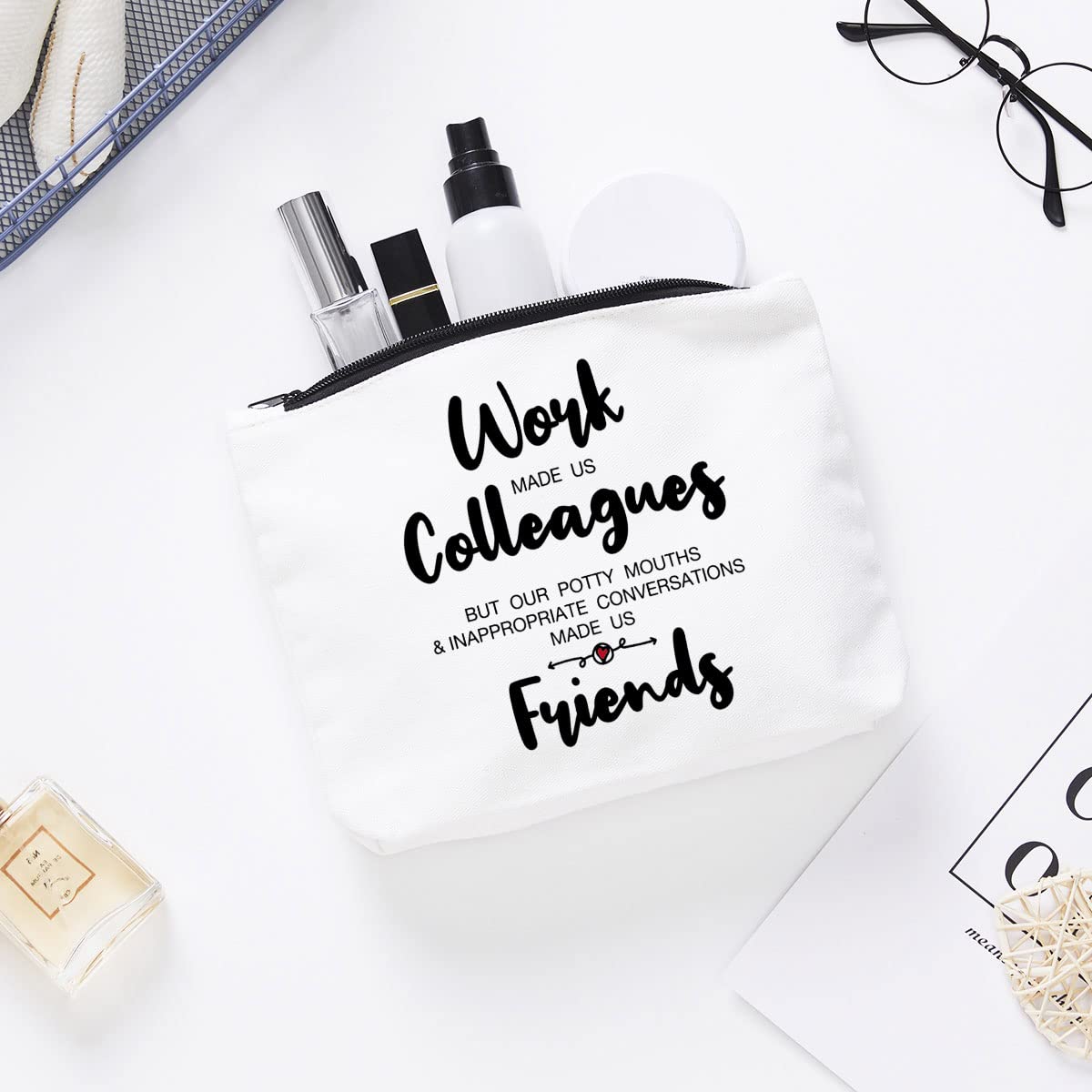 Coworker Gifts Funny Friend Gifts for Women Friendship Gifts Retirement Gifts Going Away Gifts for Coworker Makeup Cosmetic Bag Travel Organizer Work Made Us Colleagues Potty Mouths Made Us Friends