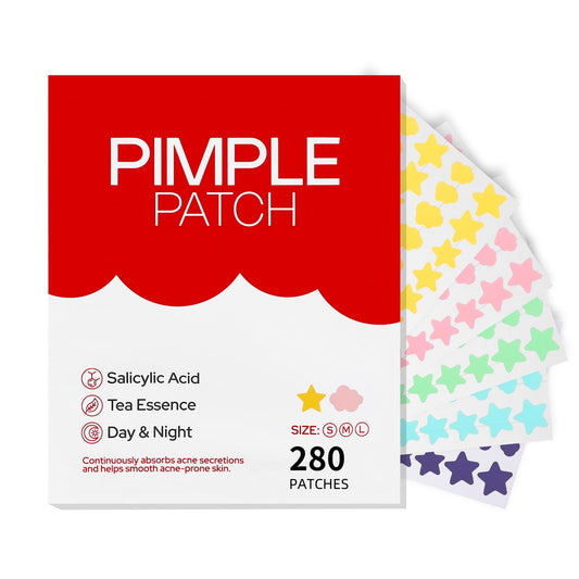 HLOES Pimple Patches for Face 280PCS, Hydrocolloid Acne Patches for Covering Zits and Blemishes, Cute Star Pimple Patches, Facial Skin Care Products.