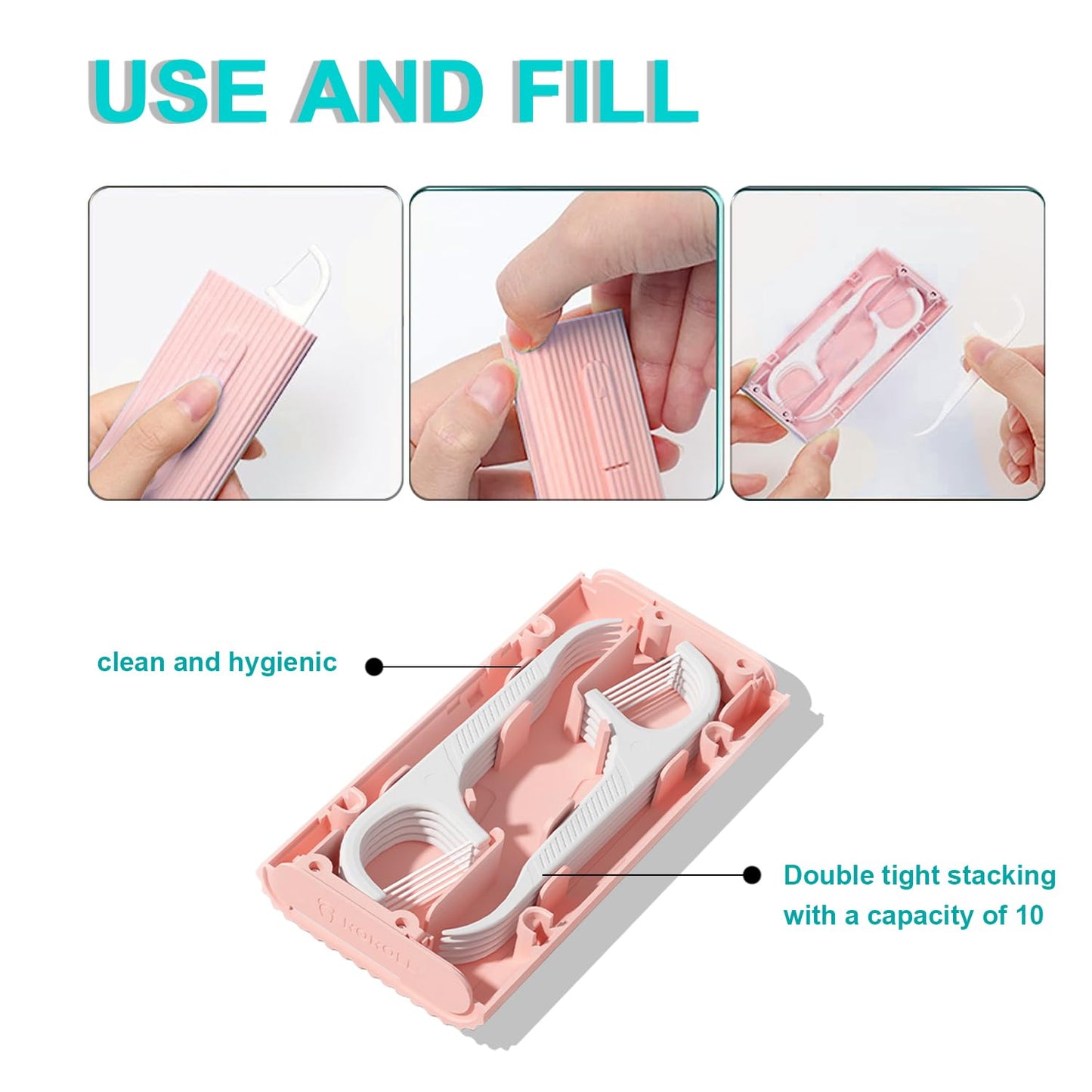 Holy Rose Dental Floss Picks Portable Dispenser 4 Boxs,Trave Flossers Case 2 Box with Adult Floss Sticks 160 Count, is for Home、Travel，Cleaning Teeth and Oral Care Perfect.