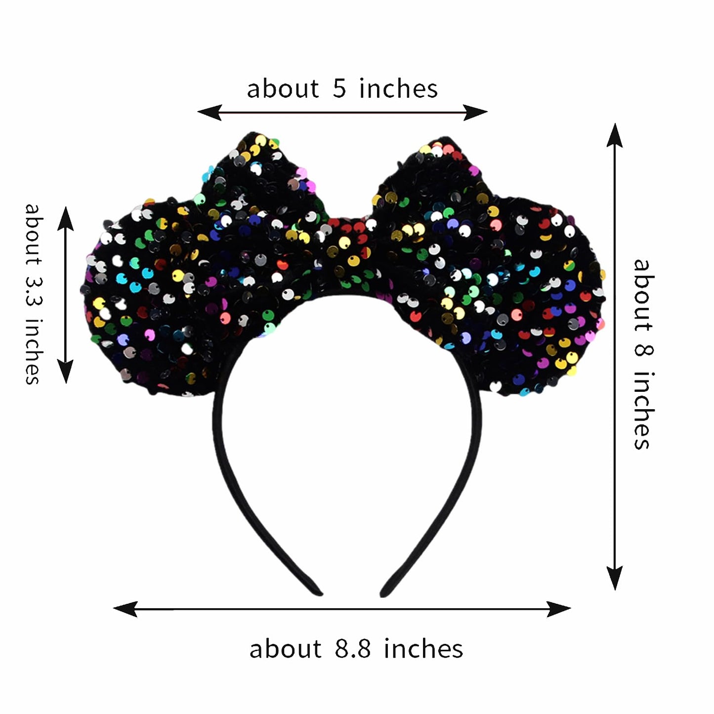 JOYFISCO Mouse Ears Headbands Shiny Bow Mouse Ears Headband Glitter Party Princess Decoration Cosplay Costume for Women Girls