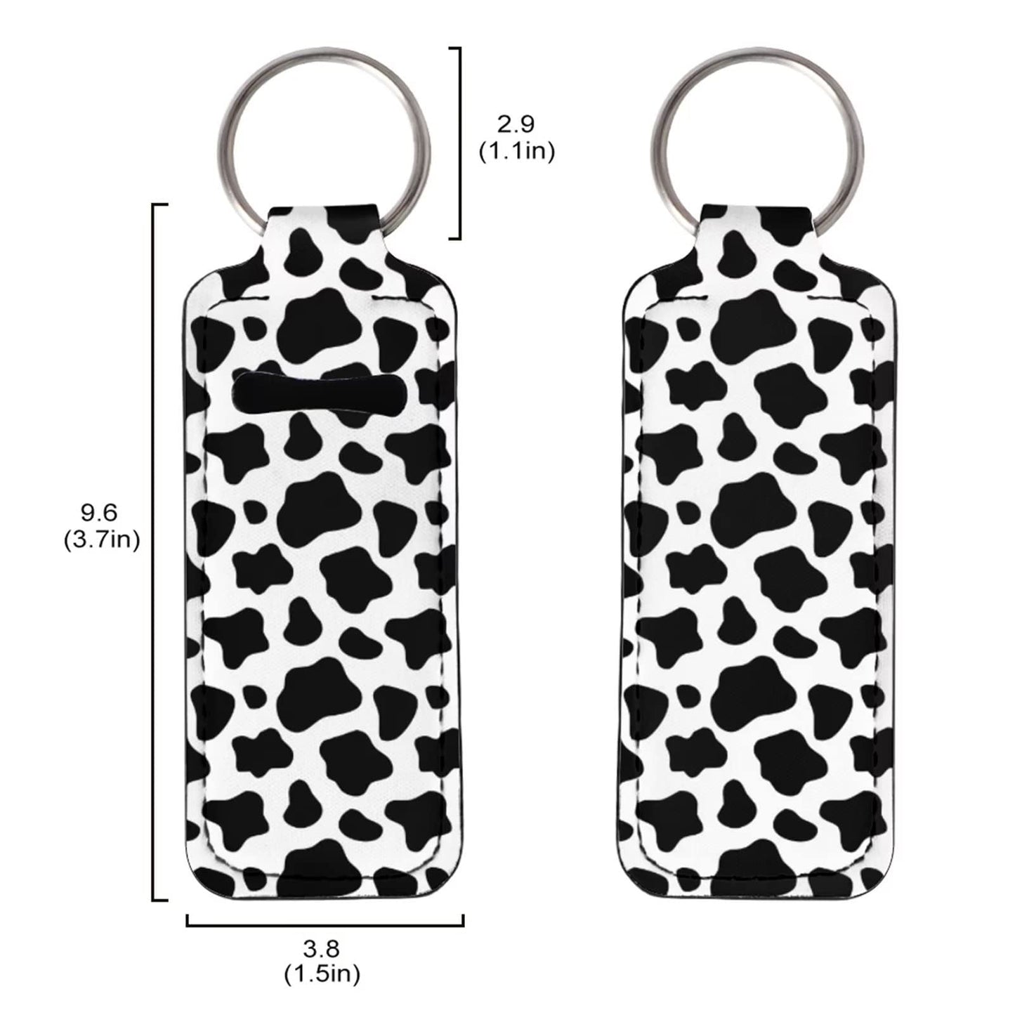 Suobstales 3 Pack Travel Bottles Keychain Holder Set Cow Print Chapstick Holder Keychains Wristlet With Black White Animal Pattern for Women Girls Travel Accessories Makeup Organizer