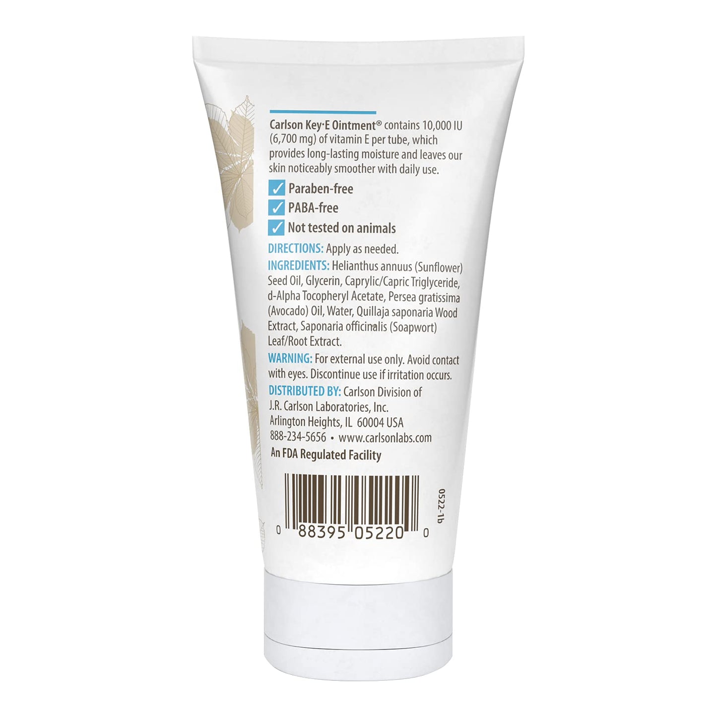 Carlson - Key-E Ointment, For Dry & Rough Skin, 10000 IU (6700 mg) Avocado, Coconut Oil, Beeswax, Vitamin E, Unscented, 2 oz