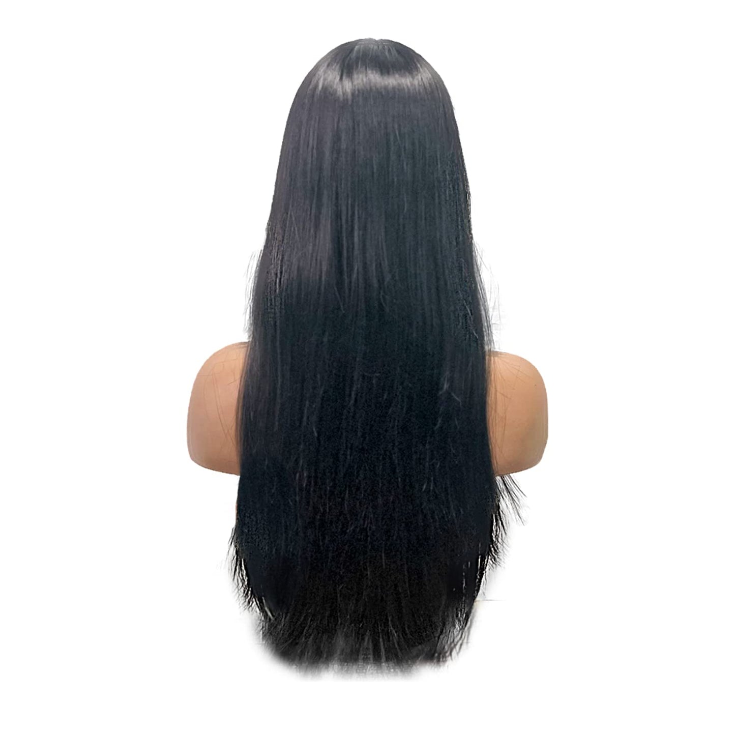 Singolas Long Black Wig with Bangs Straight Wigs for Women High Density Middle Part Black Hair Wigs Synthetic Wigs for Daily Party Use 20’’