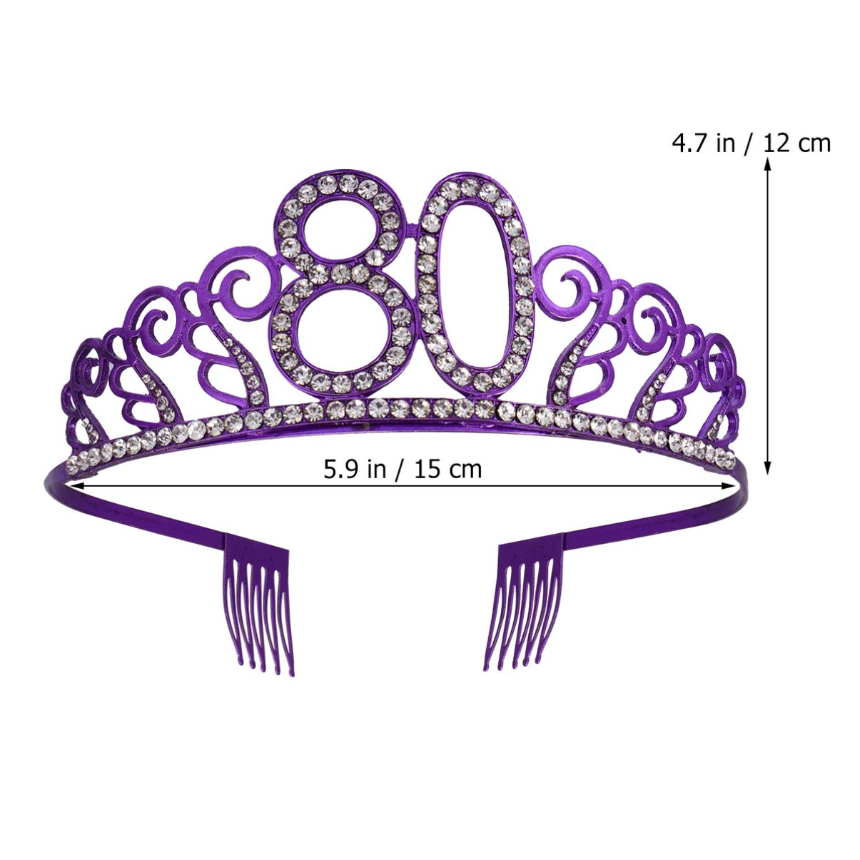 Beaupretty Hair Accessories for Women 80th Birthday Hair Lumae Womens Gifts for Birthday Sparkly Pageant Tiara Princess The Crown Delicate Headwear Bride Number Purple Birthday Hat