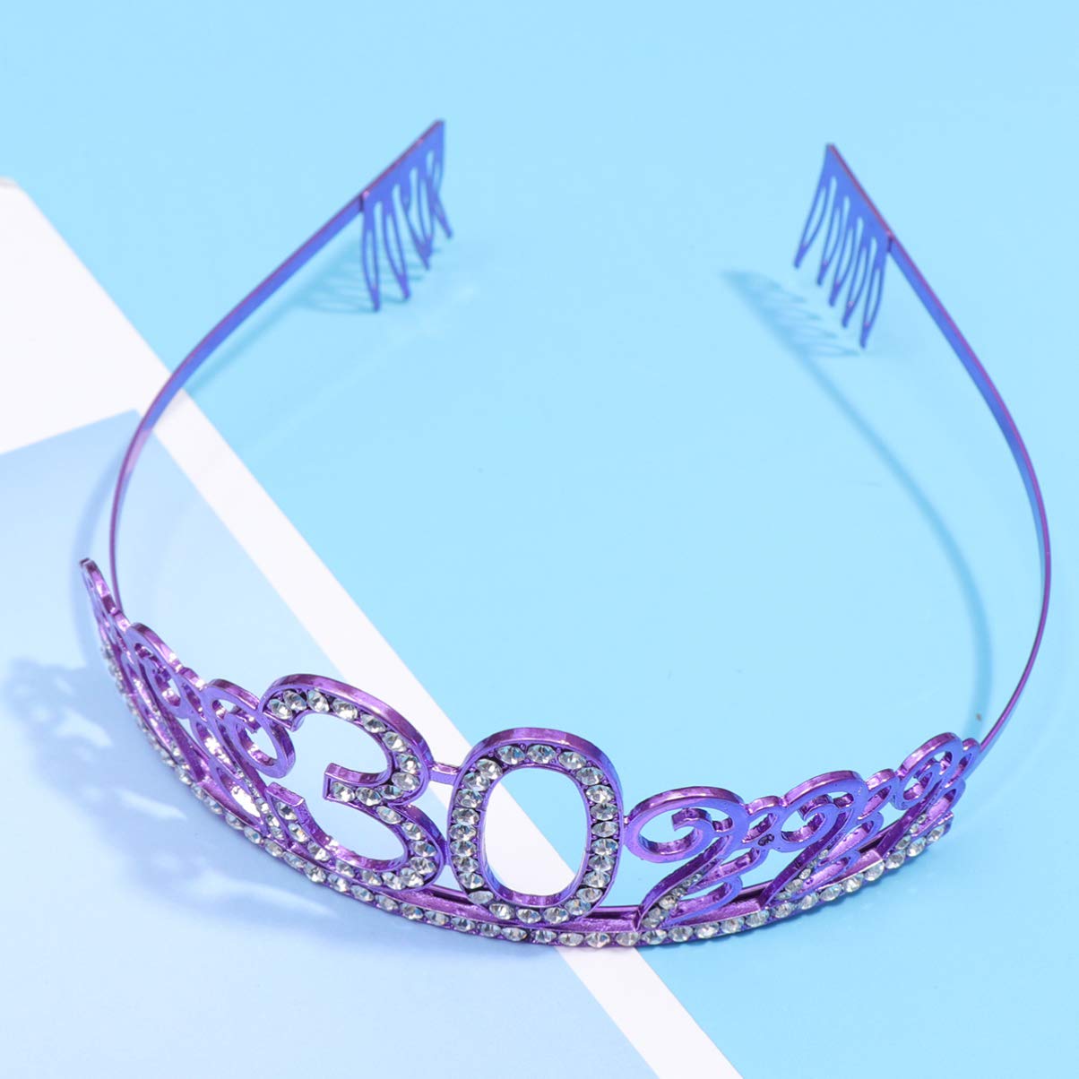 Beaupretty 30th Birthday Jewellery Gothic+mirror Skull Stationary Purple Woman Happy Birthday Number Metal Hairpin Stick Tiara Crown Birthday Hair Accessories