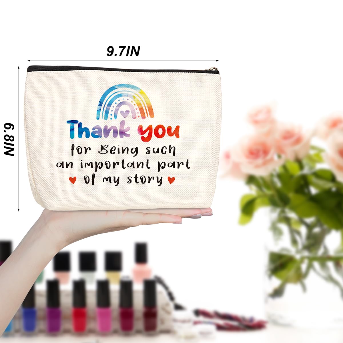 Thank You Gifts Rainbow Cosmetic Bag Teacher Appreciation Gifts Makeup Organizer Bag Friendship Gifts Travel Toiletry Bag Coworker Leaving Gifts Retirement Christmas Birthday Gifts for Women Nurse Her