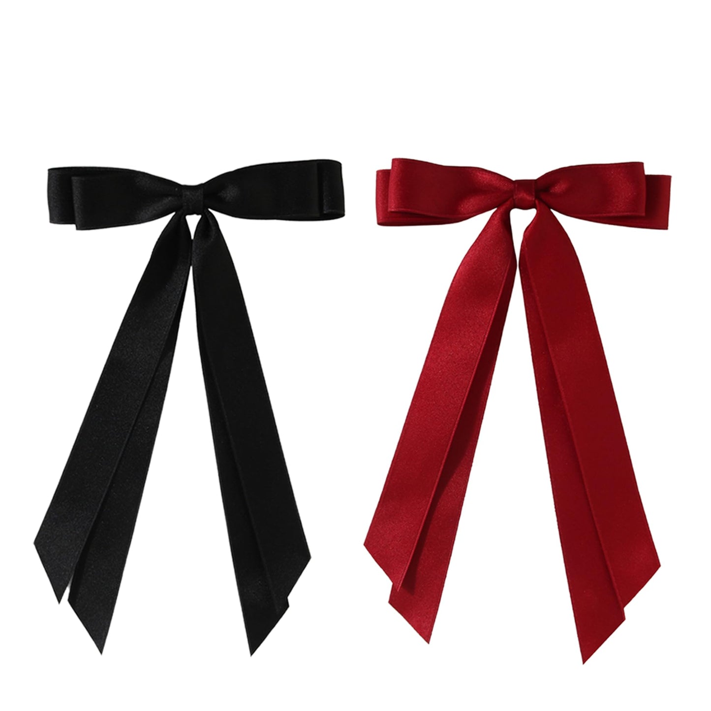 juyght 2PCS Double layer Ribbon Hair Clips Bowknot with Long Tail Bow Hair Clips Tassel Bowknot Hair Clips with Long Tail Hair Clips for girls with Bowknot Clips Women Ribbon for Hair Barrettes Clip